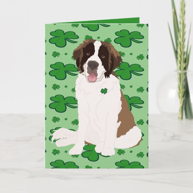 St. Patrick’s Day Saint Bernard Holiday Card (Front)