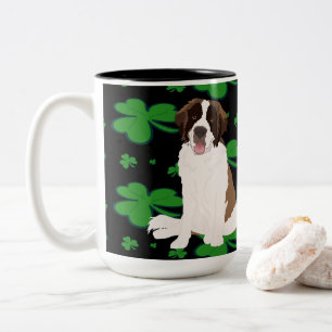 St. Patrick’s Day Saint Bernard  Two-Tone Coffee Mug