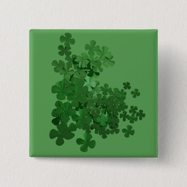 St. Patrick’s Day Shamrock 2 Inch Square Button (Front)