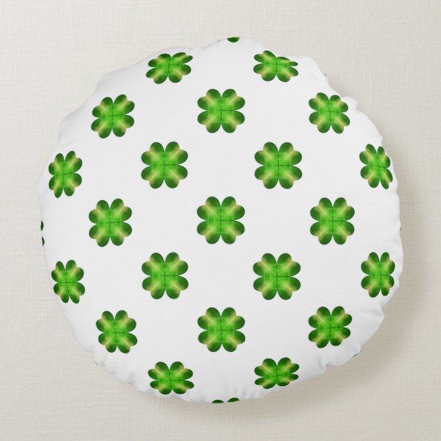 St. Patrick’s Day Shamrock Background Round Pillow (Back)