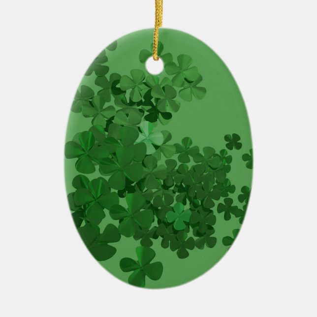 St. Patrick’s Day Shamrock Ceramic Ornament (Front)