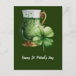 St. Patrick’s Day Shamrock Clover and beer Postcar Postcard