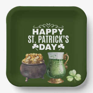 St. Patrick’s Day Shamrock Clover and Pot     Paper Plate