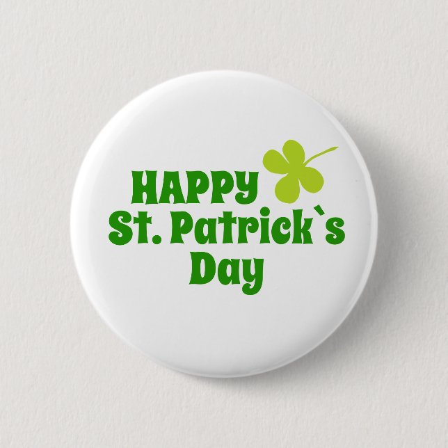 St Patrick`s day Shamrock Green 2 Inch Round Button (Front)