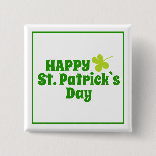 St Patrick`s day Shamrock Green 2 Inch Square Button
