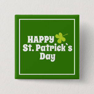St Patrick`s day Shamrock Green 2 Inch Square Button