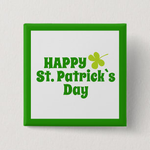 St Patrick`s day Shamrock Green 2 Inch Square Button