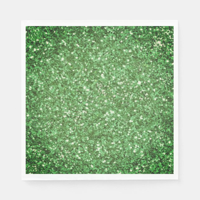 St. Patrick’s day sparkle glitter green pattern Napkin (Front)