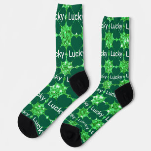 St. Patrick’s day sparkle glitter green shamrocks Socks