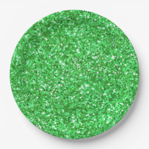 St. Patrick’s day sparkle glitter Kelly green   Paper Plate
