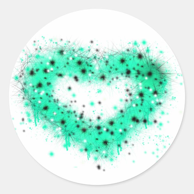 St. Patrick’s day | spray paint glittering heart Classic Round Sticker (Front)