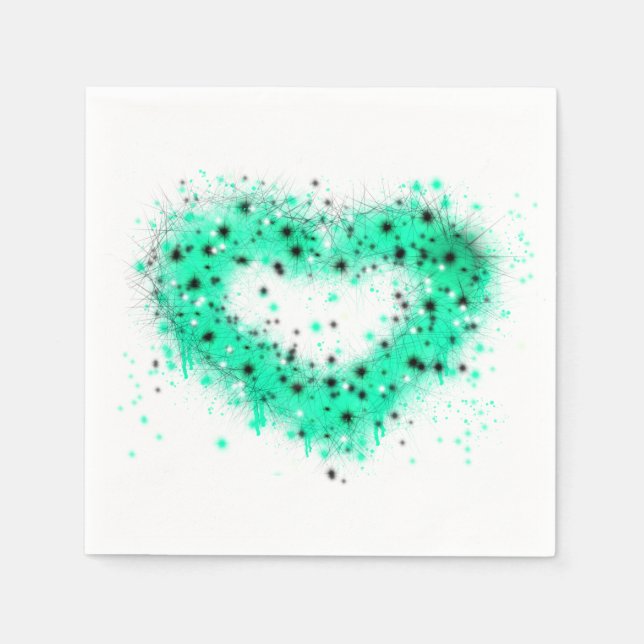 St. Patrick’s day | spray paint glittering heart Napkin (Front)