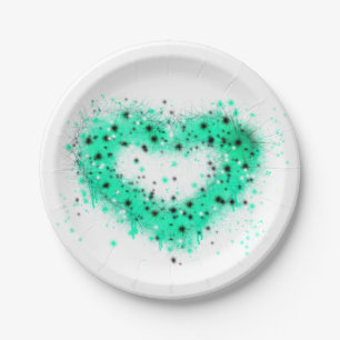 St. Patrick’s day   spray paint glittering heart Paper Plate