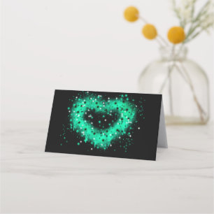 St. Patrick’s day   spray paint glittering heart Place Card