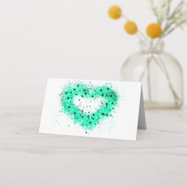 St. Patrick’s day | spray paint glittering heart Place Card (Front)
