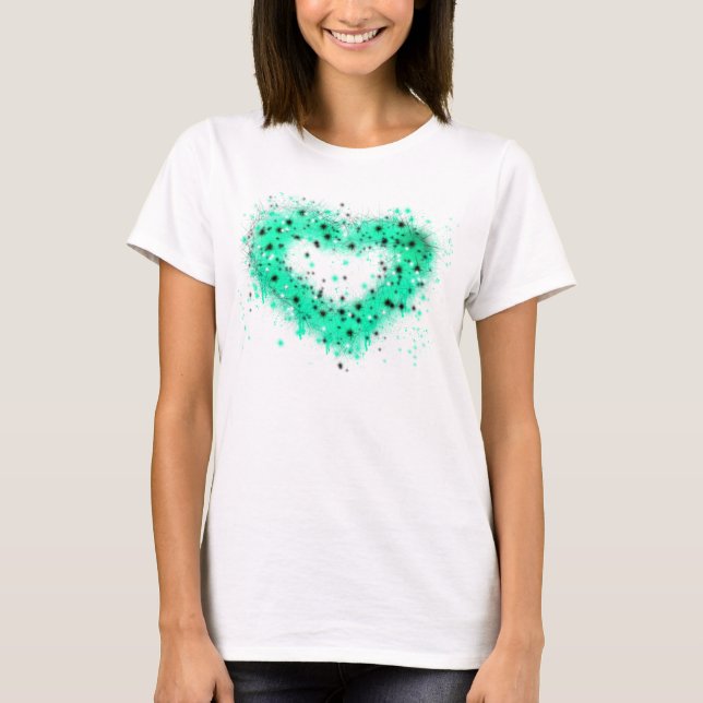 St. Patrick’s day | spray paint glittering heart T-Shirt (Front)