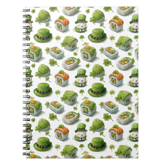 St. Patrick’s Day Sushi Rolls & Shamrock Notebook (Front)