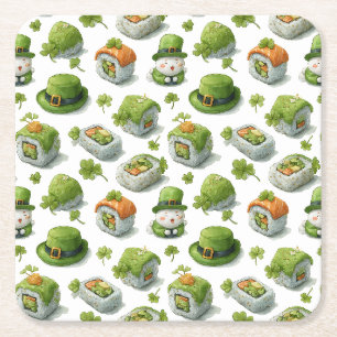 St. Patrick’s Day Sushi Rolls & Shamrock Square Paper Coaster