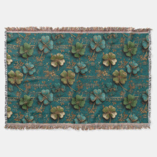 St. Patrick’s Day Vintage Shamrock Music Throw Blanket