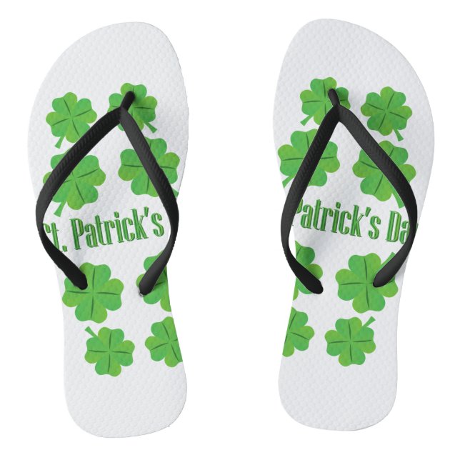 St. Patrick’s Day with clover Flip Flops (Footbed)