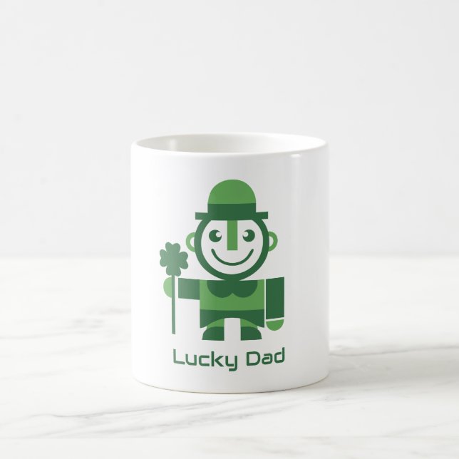 St. Patrick’s Day with minimalist Lucky Leprechaun Coffee Mug (Center)