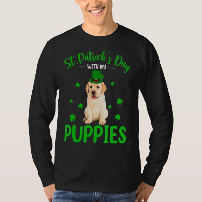 St Patrick S Day With My Puppies St Patrick Leprec T-Shirt (Front)