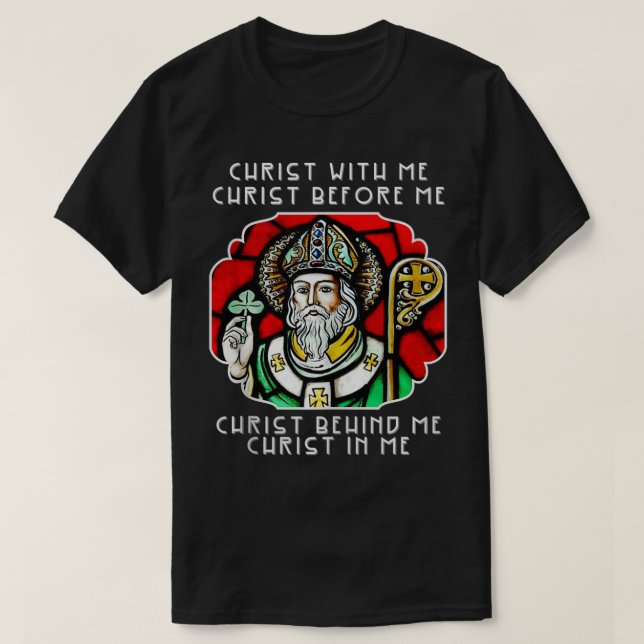 St Patrick Saint Of Ireland Prayer Breastplate Cat T-Shirt (Design Front)
