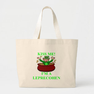 st patrick;'sday irish jewish design large tote bag