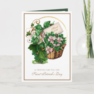 St. Patrick Shamrock Basket Religious Blessing Card