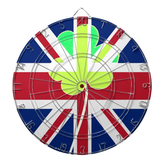 St.Patrick Shamrock Clover UK Flag Ireland Dartboard (Front)