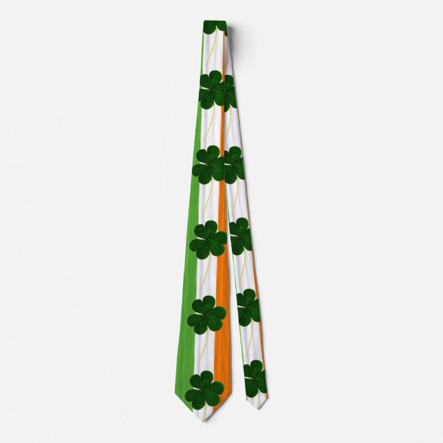 St. Patrick Shamrock Clovers Irish Flag Ireland Tie (Front)