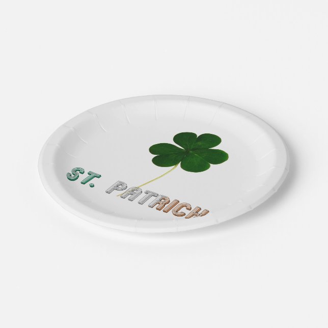 St. Patrick Shamrock Irish Ireland Typography Paper Plate (Angled)
