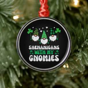 St Patrick Shenanigans With Gnomies Gnomes Metal Ornament
