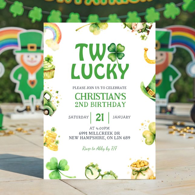 St Patrick Two Lucky Birthday Invitation (Créateur téléchargé)