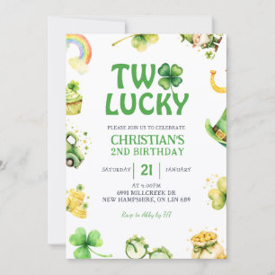 St Patrick Two Lucky Birthday Invitation