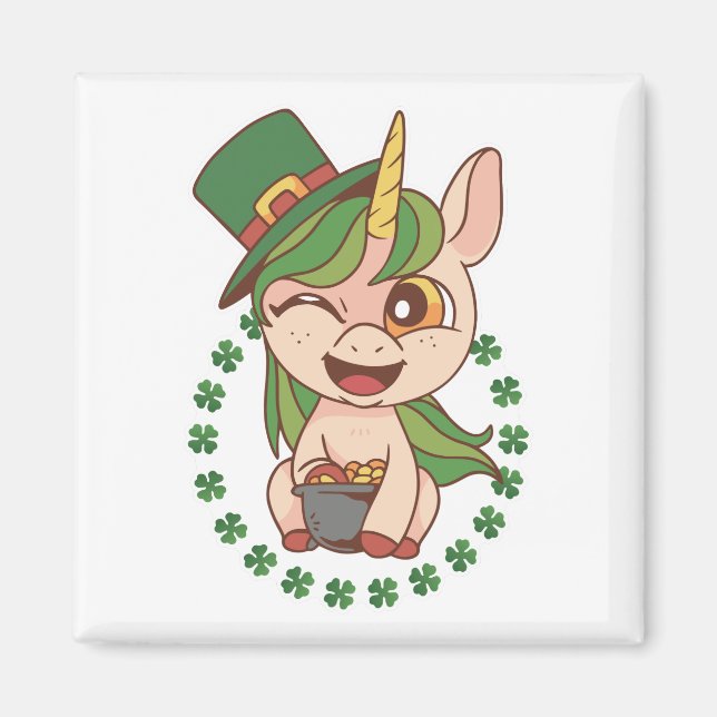 St Patrick Unicorn Magnet (Front)