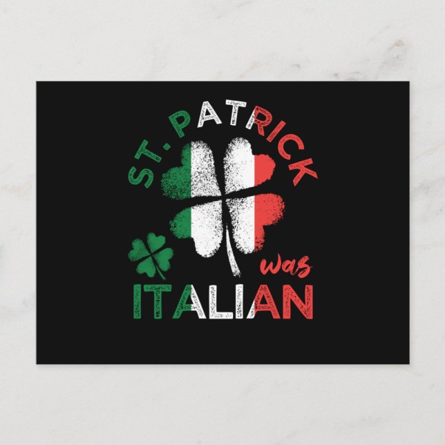St. Patrick War Italian Flag Shamrock Postcard (Front)