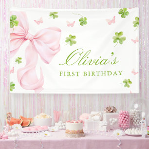 St. Patricks 1st Birthday Girl Banner Party Sign