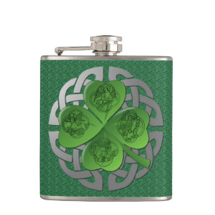 St Patricks - 4 Evangelists Traditional Shamrock Hip Flask