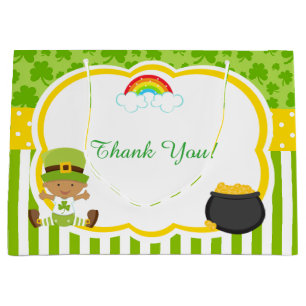 St Patricks African American Boy Baby Shower Large Gift Bag