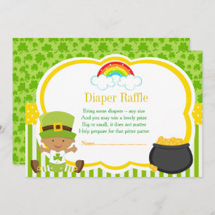 St Patricks African American Boy Diaper Raffle Invitation