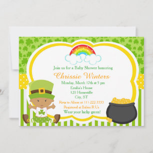 St Patricks African American Girl Baby Shower Invitation