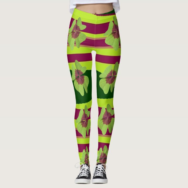 St. Patrick's -All Clover-ed Up Shamrock Leggings (Front)