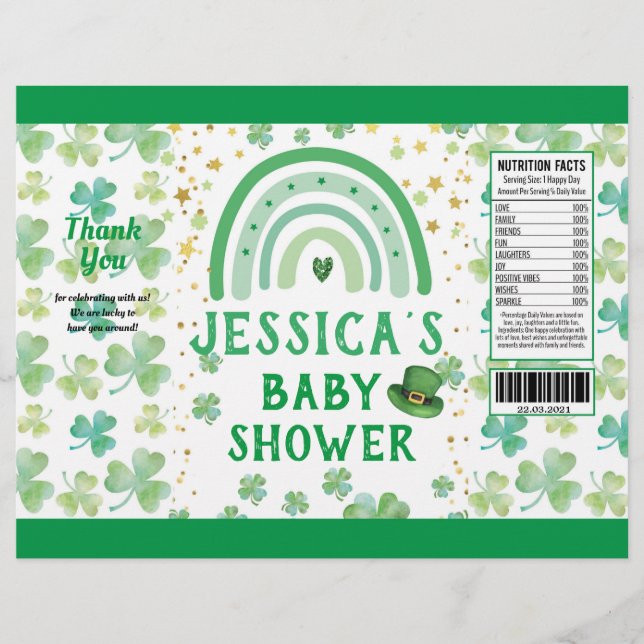 St Patrick's Baby Shower Favor Chip Bag Wrapper (Front)
