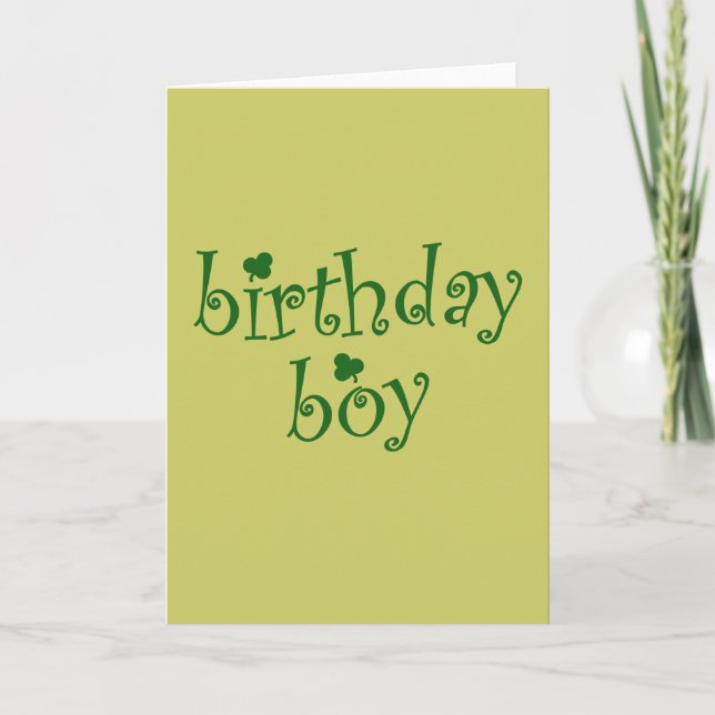 St Patrick's Birthday Boy with Shamrocks Card (Front)