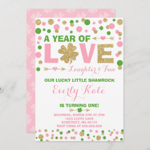 St. Patrick's Birthday Invitation Little Shamrock