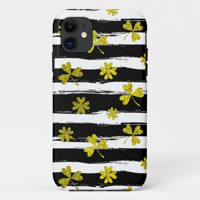 st patricks black white clover Case-Mate iPhone case (Back)
