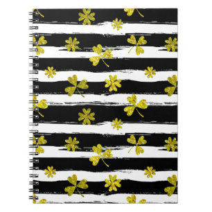 st patricks black white clover notebook