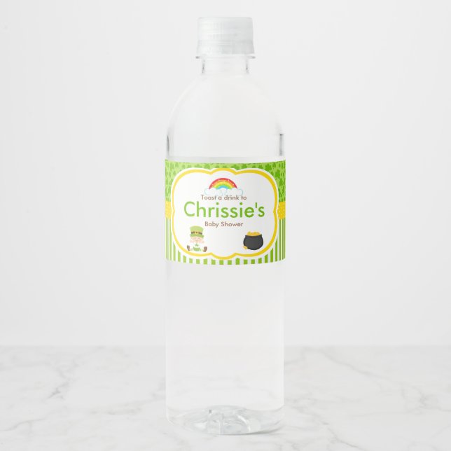 St Patricks Boy Baby Shower Party Water Bottle Label (Front)