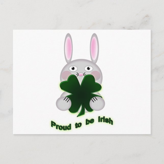 St. Patricks Bunny Proud to be Irish Shamrock Postcard (Front)